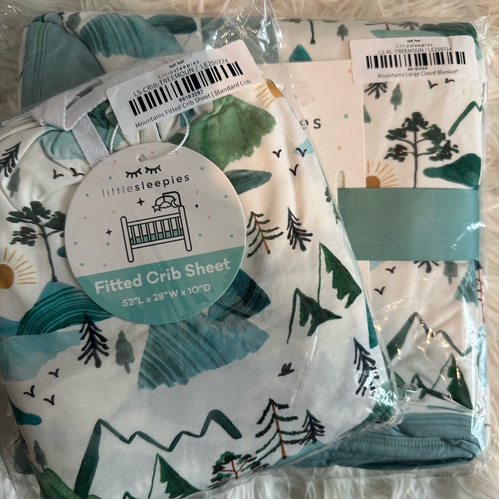Little Sleepies Mountain Mist Cloud Blanket + Sheet
